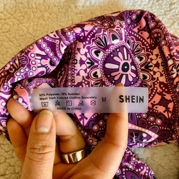 SHEIN Womens Bathing Suit LOT Tops Bottom Size Medium Purple Pink Beach Summer - Picture 4 of 10